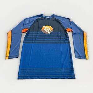 DaHui Rash Guard Mens Blue Orange Long Sleeve Surf Hawaii Shirt Size XL
